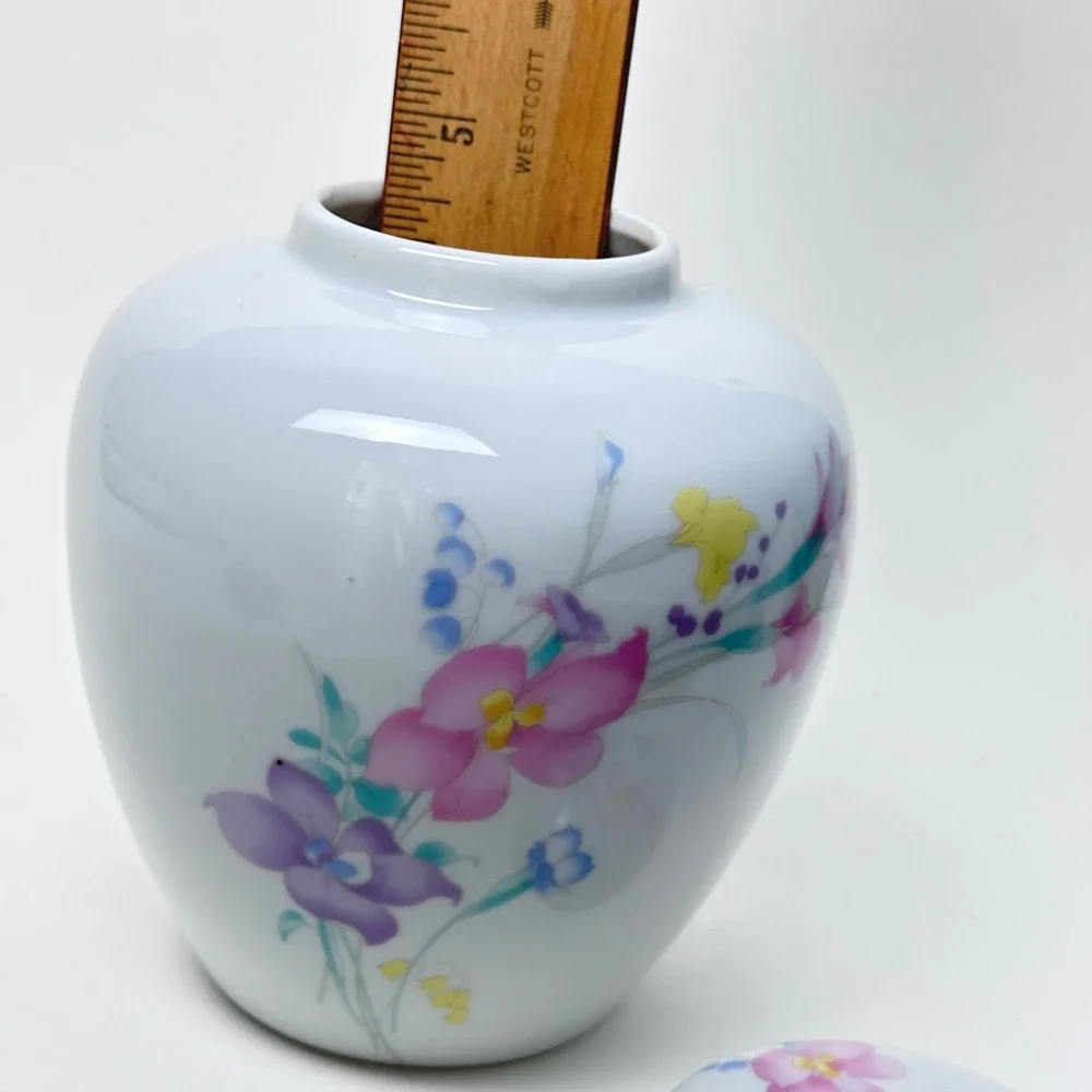 Vintage Srednick Collection Porcelain Ginger Jar Hand-Painted Floral, Japan MCM